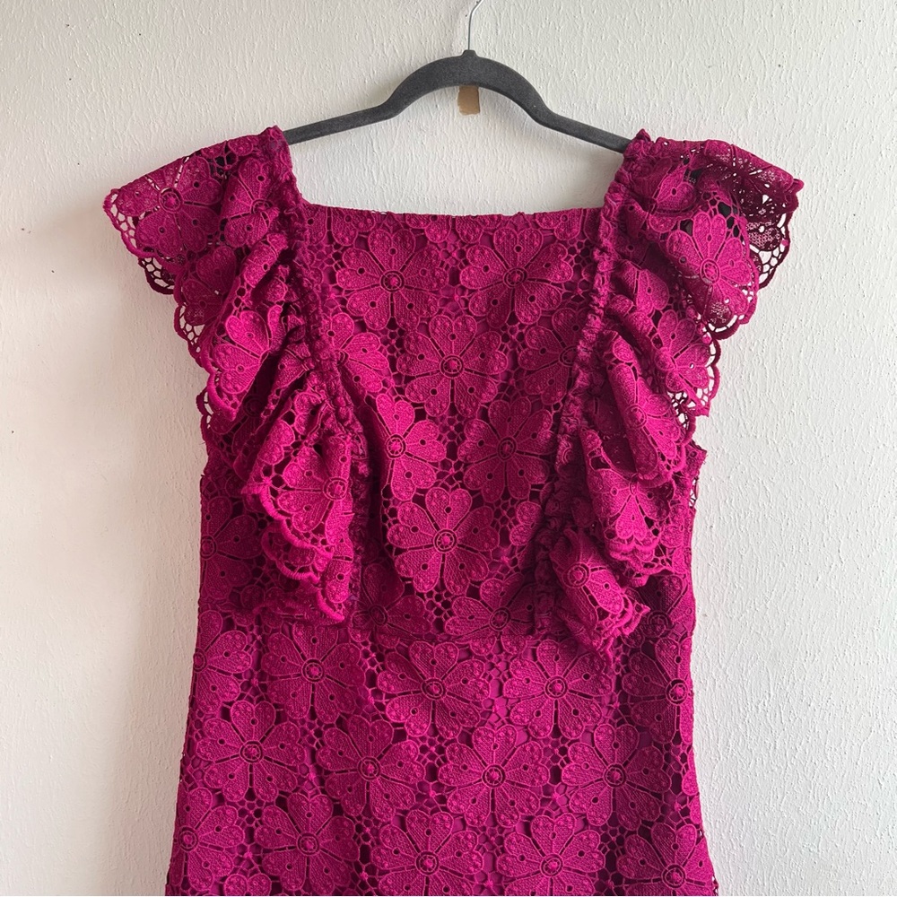 Kate Spade Dress Beetjuice Magenta Pink Spade Lace Mini Dress Sz 12 NWT - Picture 5 of 15